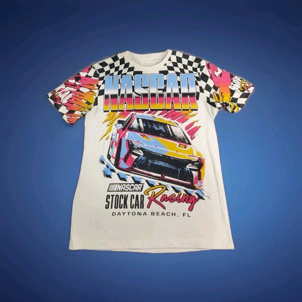 NASCAR Stock Car Racing Daytona Sz L Beach FL Graphic T Shirt Mens C19-87